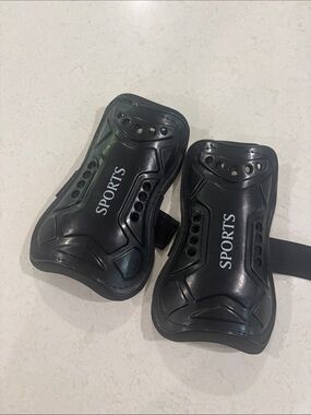 Black 'SPORTS' Protective Shin Guards